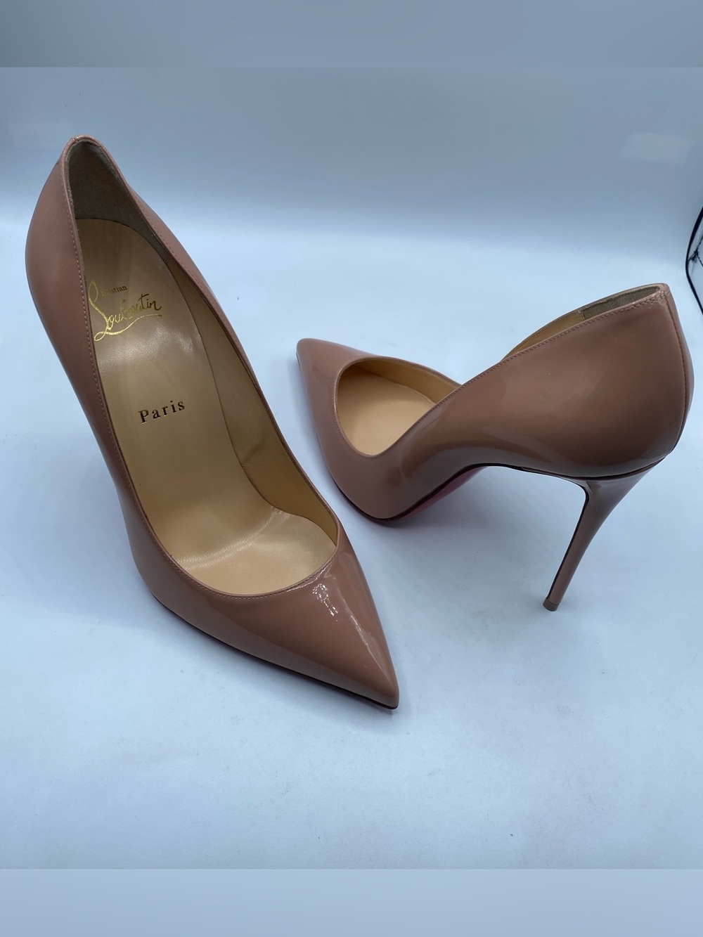 Christian Louboutin Patent So Kate 120 Blush Leather Pointed-Toe Pumps